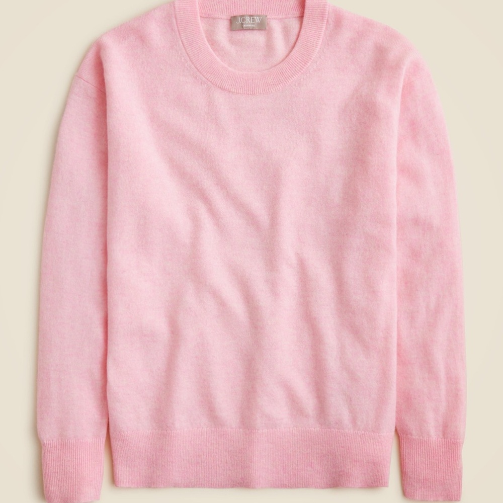 J.Crew Cashmere Crewneck Relaxed Sweater - Pink